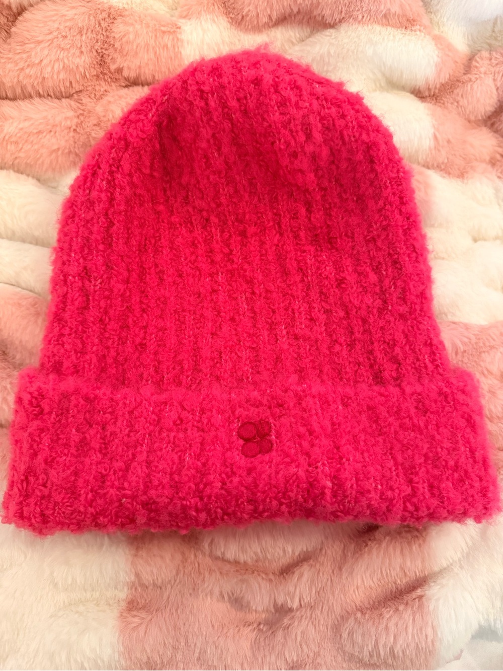 Sweaty Betty Hot Pink Fuzzy Knit Beanie